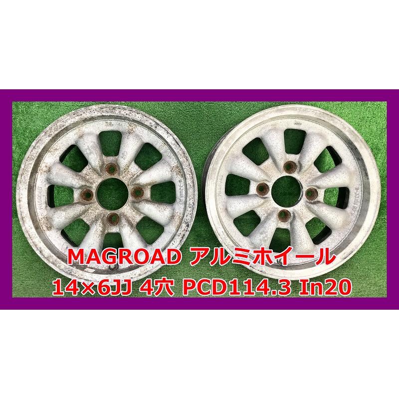 ☆14インチ MAGROAD 中古 社外 アルミホイール 2本 4穴 PCD:114.3 IN20 