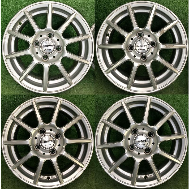 ☆14インチ Smart 中古 社外 アルミホイール 4本 4穴 PCD:100 IN38 