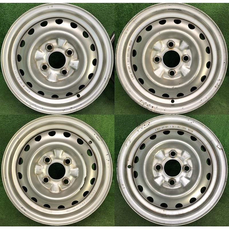 ☆13インチ 中古 日産鉄ホイール 4本 4穴 PCD100 ハブ60mm