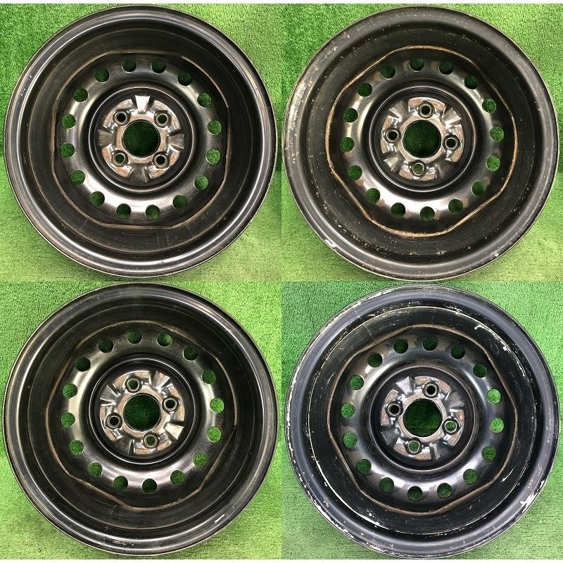 ☆13インチ 中古 日産鉄ホイール 4本 4穴 PCD100 ハブ60mm