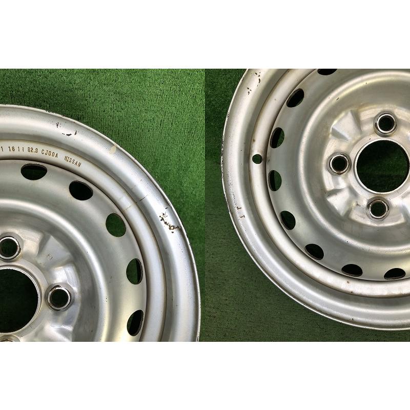☆13インチ 中古 日産鉄ホイール 4本 4穴 PCD100 ハブ60mm
