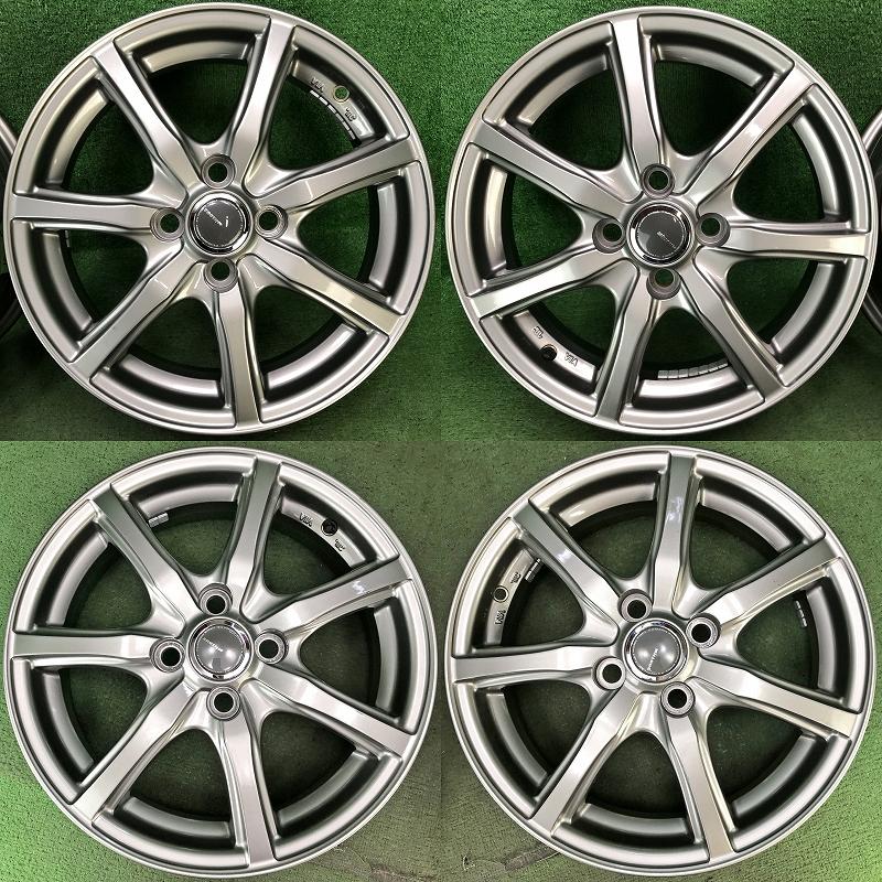 ☆15インチ MiLLOUS 中古 社外 アルミホイール 4本 4穴 PCD:100 IN42 