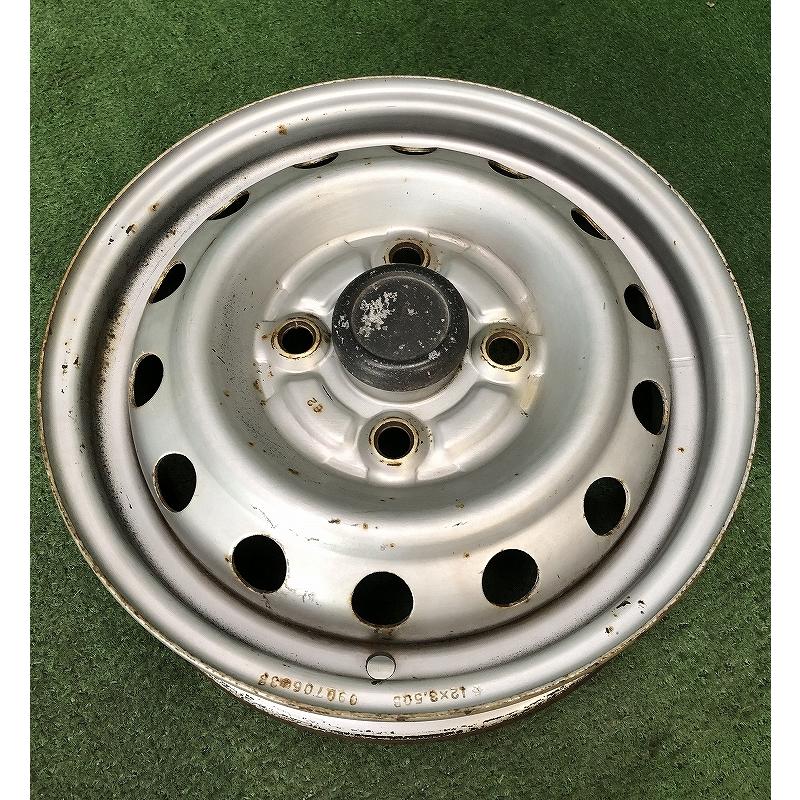 ☆12インチ 中古 鉄ホイール 4本 4穴 PCD100 In42(実寸) ハブ56mm