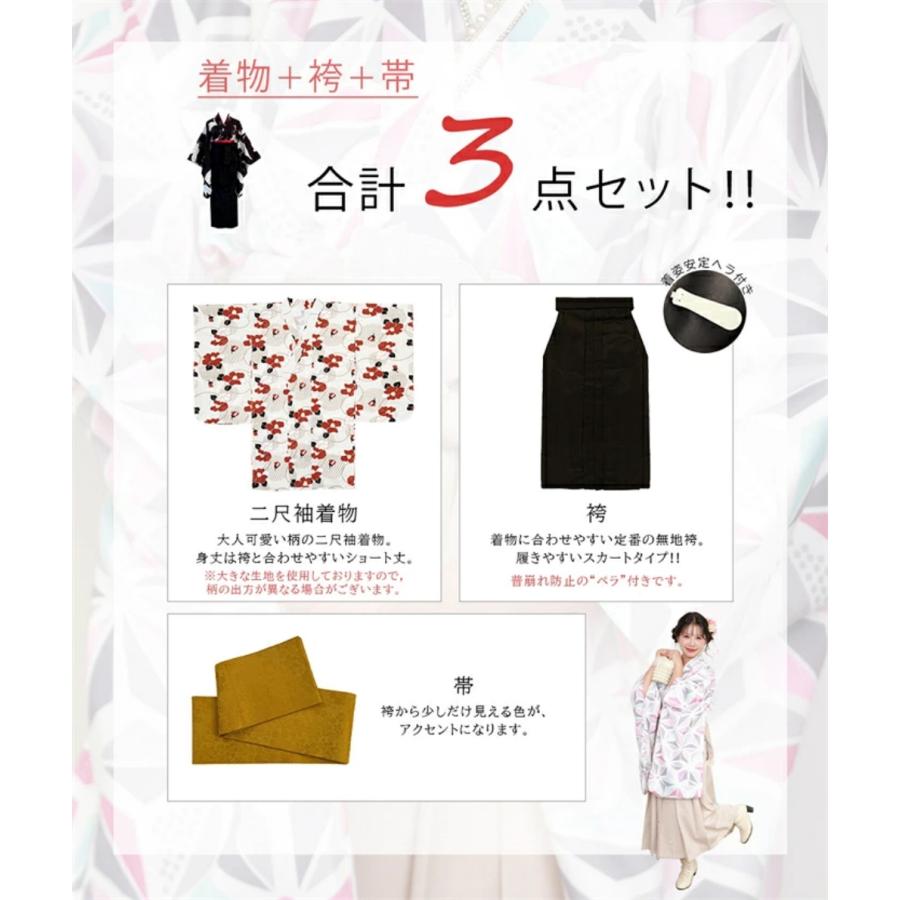 袴 袴セット 卒業式袴 二尺袖 袴下帯 3点セット はかま 行灯袴 卒業式