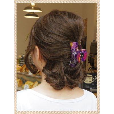 和装用髪飾り ちりめん バンスクリップ 玲菜-れな- Ｌサイズ はいからさん　ヘアアクセサリー | リトルムーン | 01