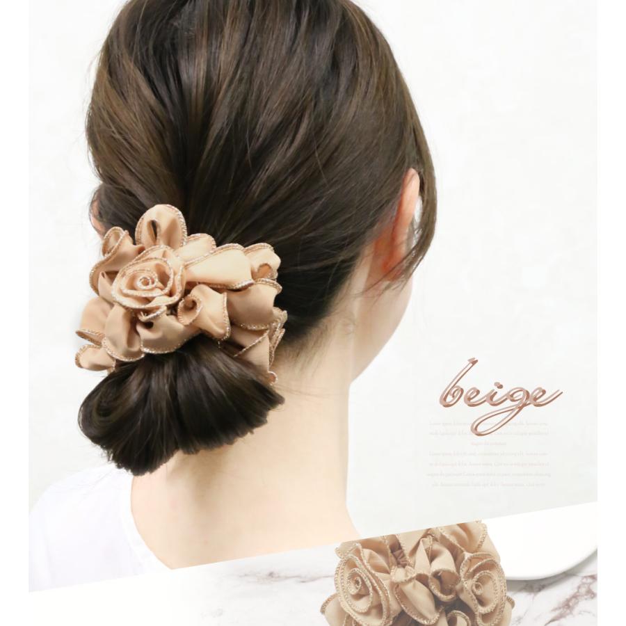 リトルムーン（Littlemoon） シュシュ ヘアゴム 薔薇 バラ 花 ゴールド