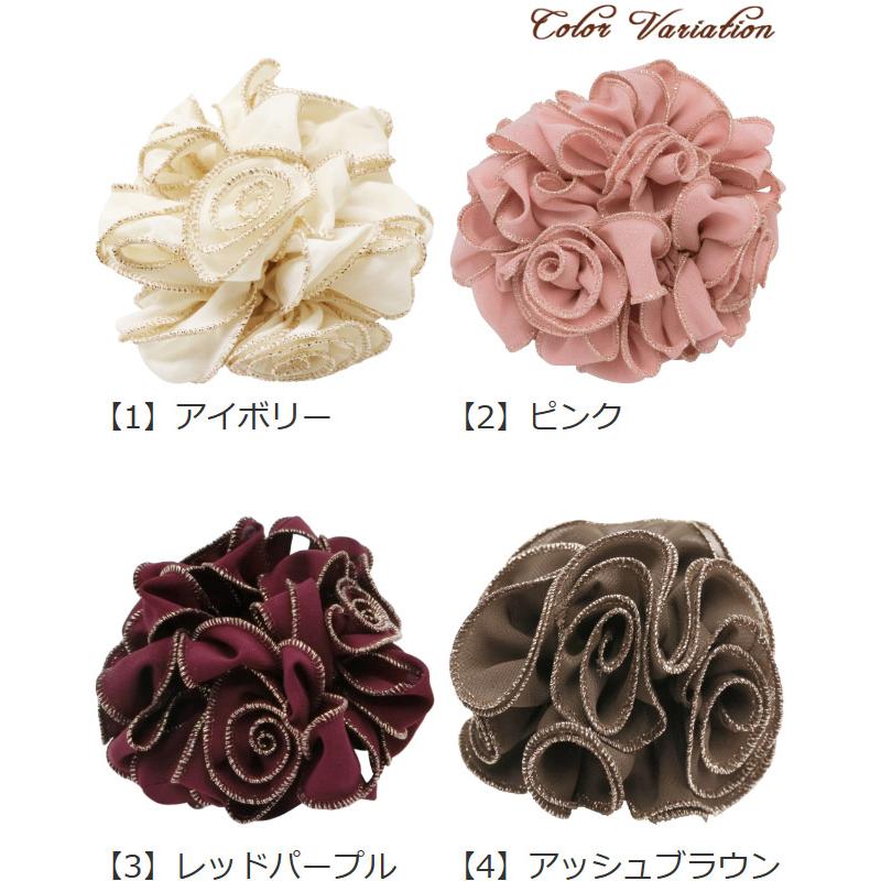 リトルムーン（Littlemoon） シュシュ ヘアゴム 薔薇 バラ 花 ゴールド