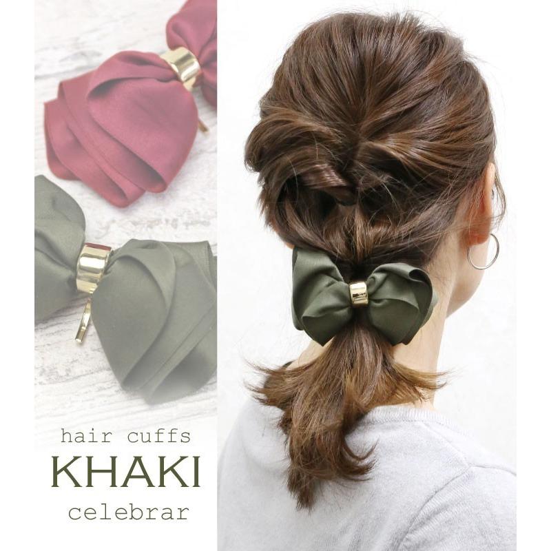 リトルムーン ヘアカフス ポニーフック ヘアゴム リボン サテン  