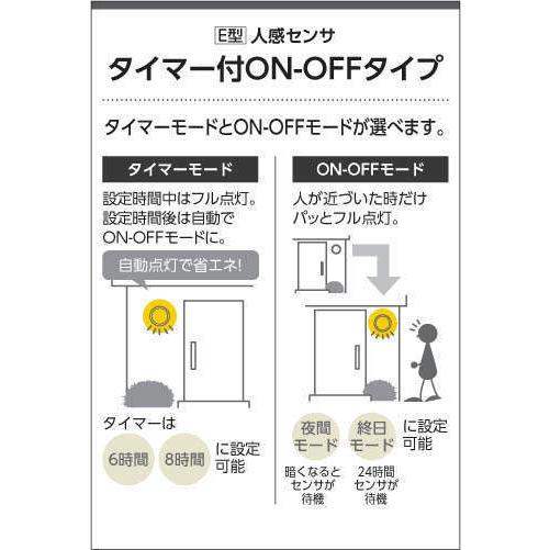 AU43322L　エクステリア　スポットライト　白熱60Wクラス　防雨型　人感センサ　60W×2灯相当　電球色　LED一体型　シルバー　タイマー付ON-OFFタイプ