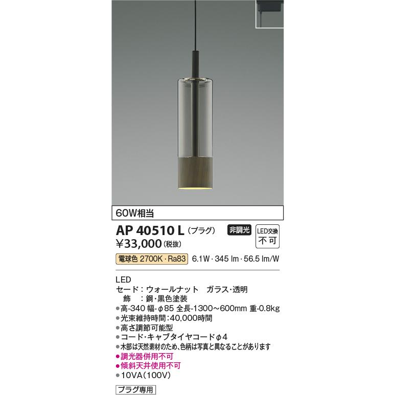 KOIZUMI（コイズミ） AP40510L ペンダントライト LED一体型 非調光 60W