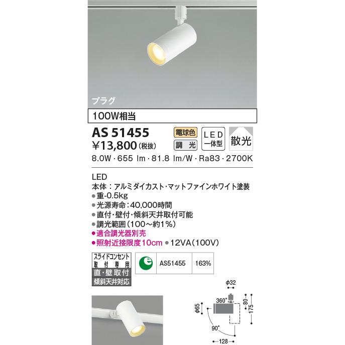 KOIZUMI AS 51455 LEDスポットライト 2個セット KOIZUMI（コイズミ） AS51455 スポットライト 調光ベーシック