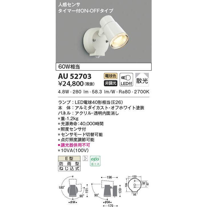 KOIZUMI（コイズミ） AU52703 エクステリア スポットライト 60W相当