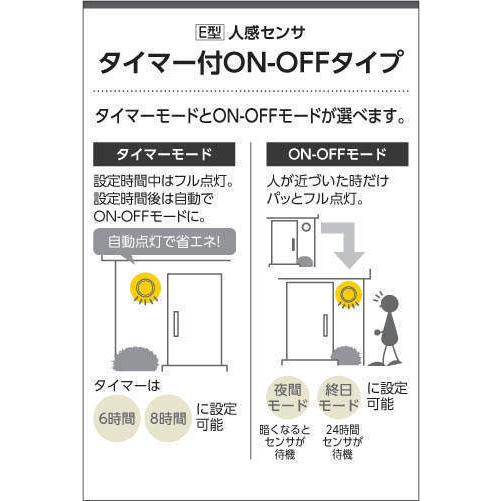 AU52700 エクステリア スポットライト 60W相当 電球色  LEDランプ交換可能型 非調光 防雨型 タイマー付ON-OFFタイプ 人感センサ付 ブラック｜lnet2510ch｜02