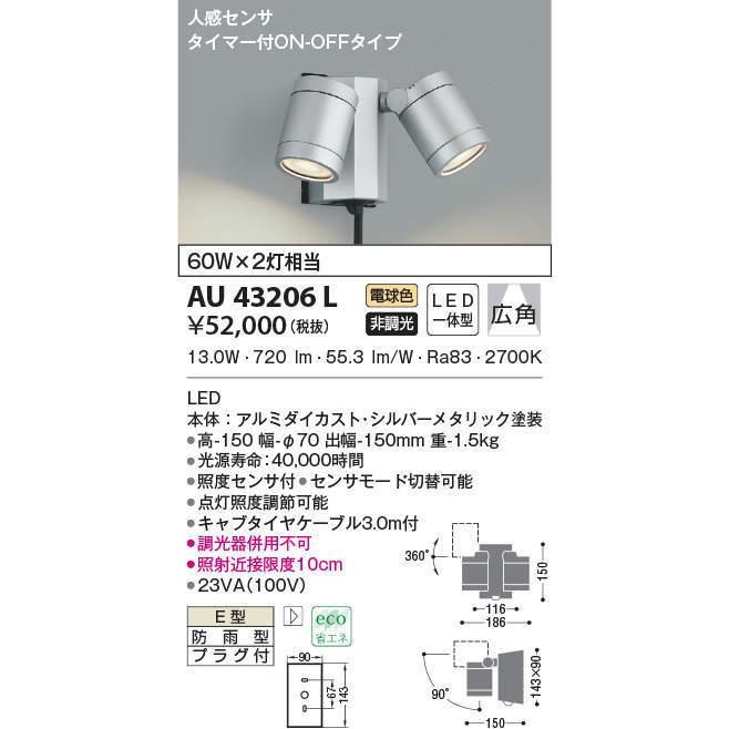KOIZUMI（コイズミ） AU43206L エクステリア スポットライト 60W×2灯