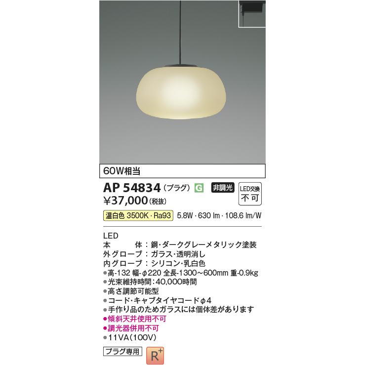 KOIZUMI（コイズミ） AP54834 ペンダントライト LED一体型 非調光 60W