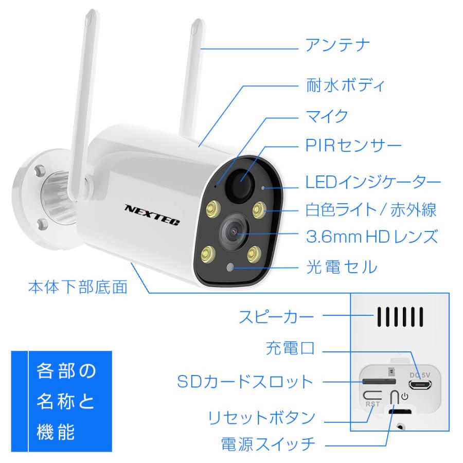 F.R.C. NEXTEC [ SET-11S41-4 ] ネットワーク防犯カメラ ×4台 + 1TB HDD搭載レコーダー のセット｜400万画素・ ソーラーパネル搭載・ワイヤレス_3