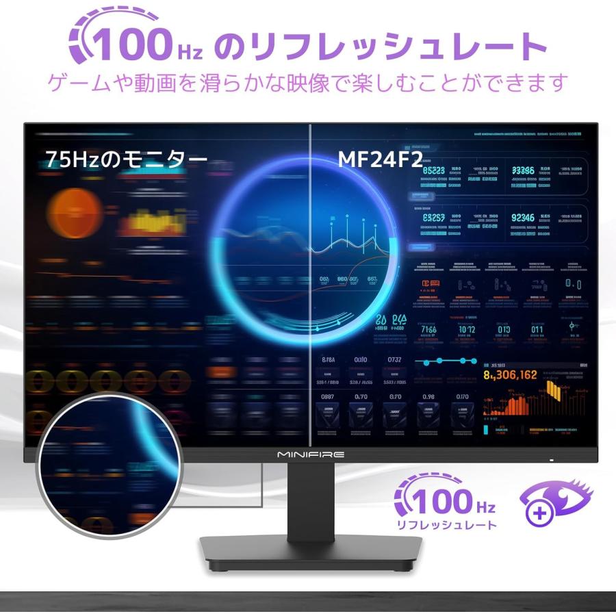 Minifire モニター 24インチ ディスプレイ フルHD 100Hz ブルー Minifire モニター 24インチ ディスプレイ フルHD 100Hz ブルー