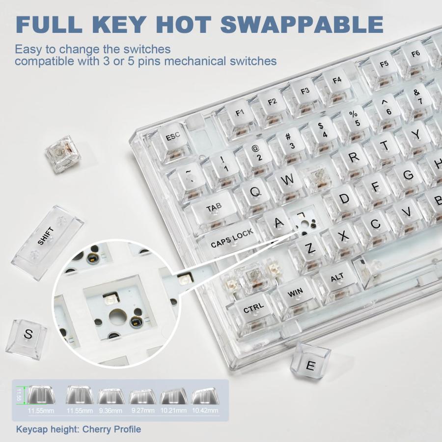 YUNZII X75 PRO 82キーワイヤレス ホットスワップ対応メカニカル