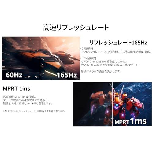 JAPANNEXT 34インチ VAパネル搭載 165Hz対応 UWQHD(3440x1440)解像度 大画面湾曲｜loandlu｜04