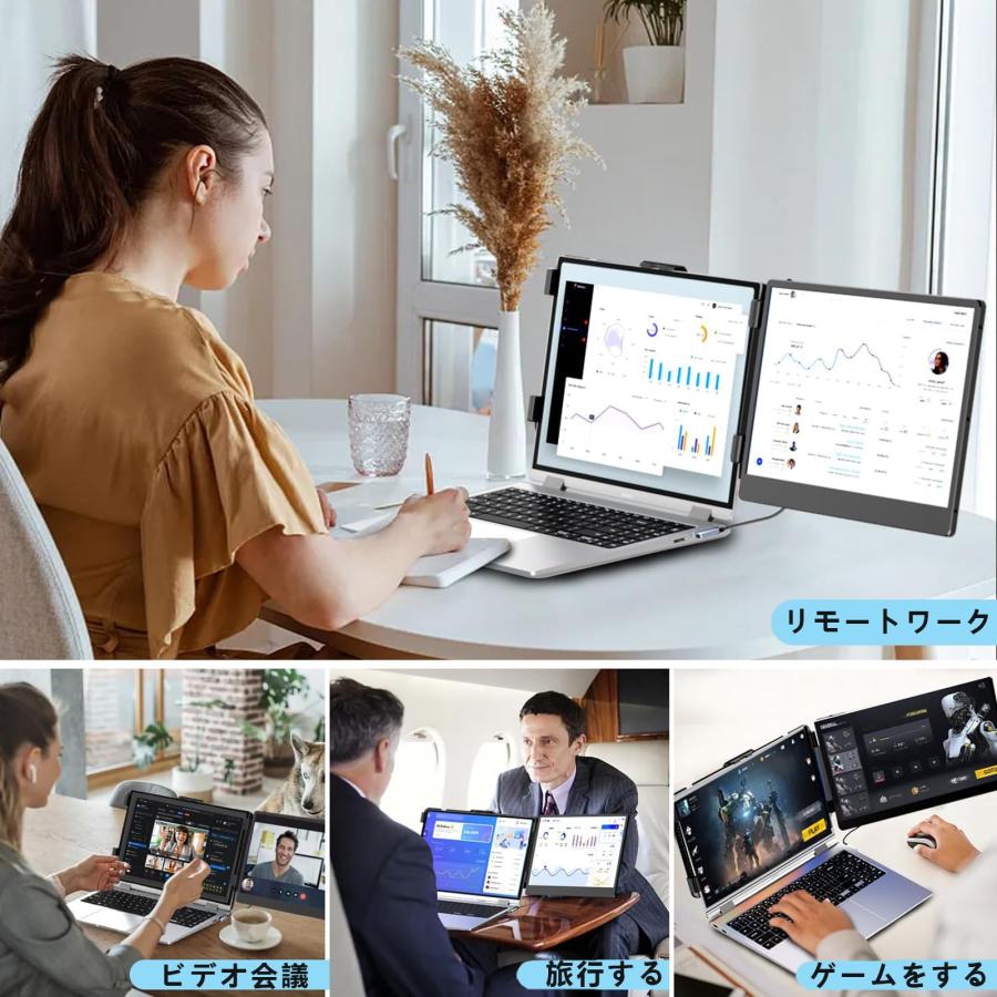 モバイルモニター 14インチ ポータブルディスプレイ トリプル モバイルモニター 14インチ ポータブルディスプレイ トリプル