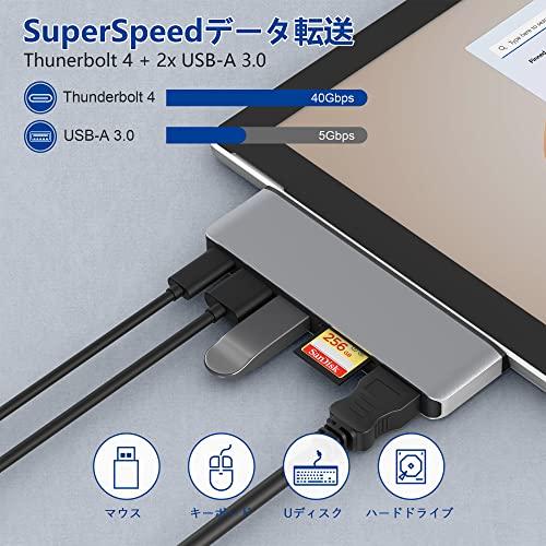 Surface Pro 9 USB ハブ USB-C Thunerbolt 4 (ディスプレイ+データ+PD充電) + 4K HDMIポート + 2x USB3.0 + TF/SD カードスロット マルチポート Surf｜loandlu｜05