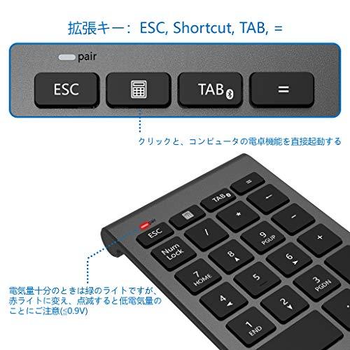 Bluetooth テンキーボード Alcey ワイヤレス テンキーパッド 無線 数字キーボード 22キー ブルートゥース数値キーボード 小型 持ち運び便利 コンパク｜loandlu｜03