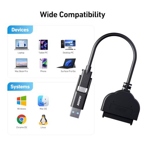 BENFEI SATA USB変換アダプター 2.5インチSSD /HDD用 SATA3 ケーブル コンバーター 5Gbps 高速 SATA USB3.0変換ケーブル 給電不要｜loandlu｜05