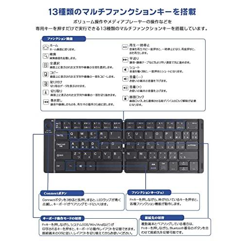 Ewin 新型 日本語配列 キーボード ワイヤレス Bluetooth 折りたたみ式 かな入力 JIS配列 レザーカバー 薄型 折り畳み USB充電式 iOS/Android/Windows｜loandlu｜06