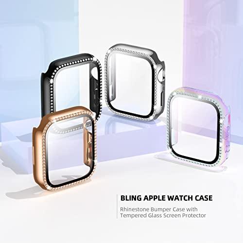 Adepoy コンパチブル Apple Watch ケース 40mm iWatchケース キラキラ 保護フィルム付き クリスタルダイヤ付き アップルウォッチカバー 女性専用 全｜loandlu｜06