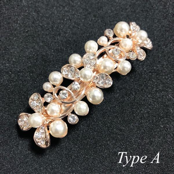 バレッタ ヘアクリップ 髪飾り 結婚式 和装髪飾り パール 留袖 花