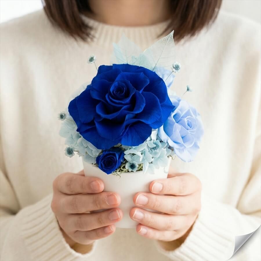 プリザーブドフラワー Bloom 青いバラ 結婚祝い 誕生日 プレゼント