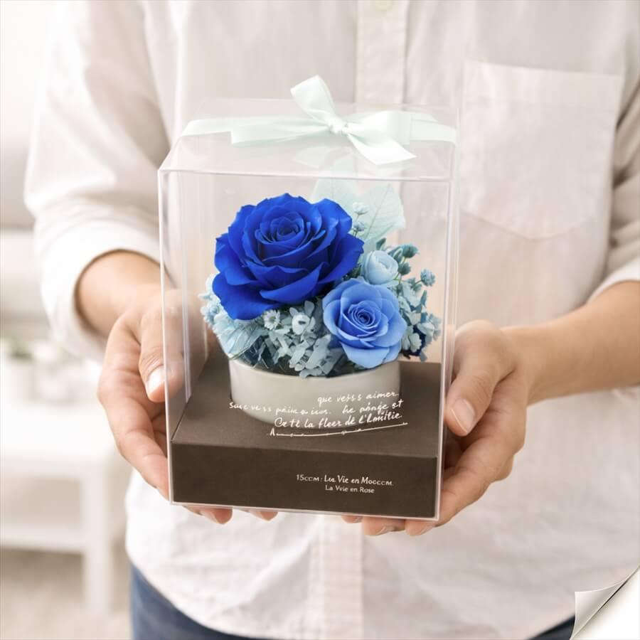 プリザーブドフラワー Bloom 青いバラ 結婚祝い 誕生日 プレゼント