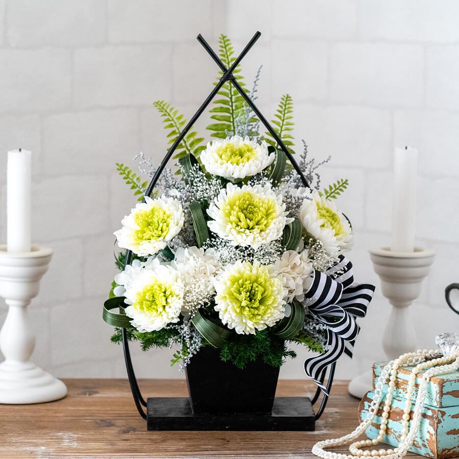 お供え 仏花 プリザーブドフラワー 花器付き 御供アレンジ セレモニー