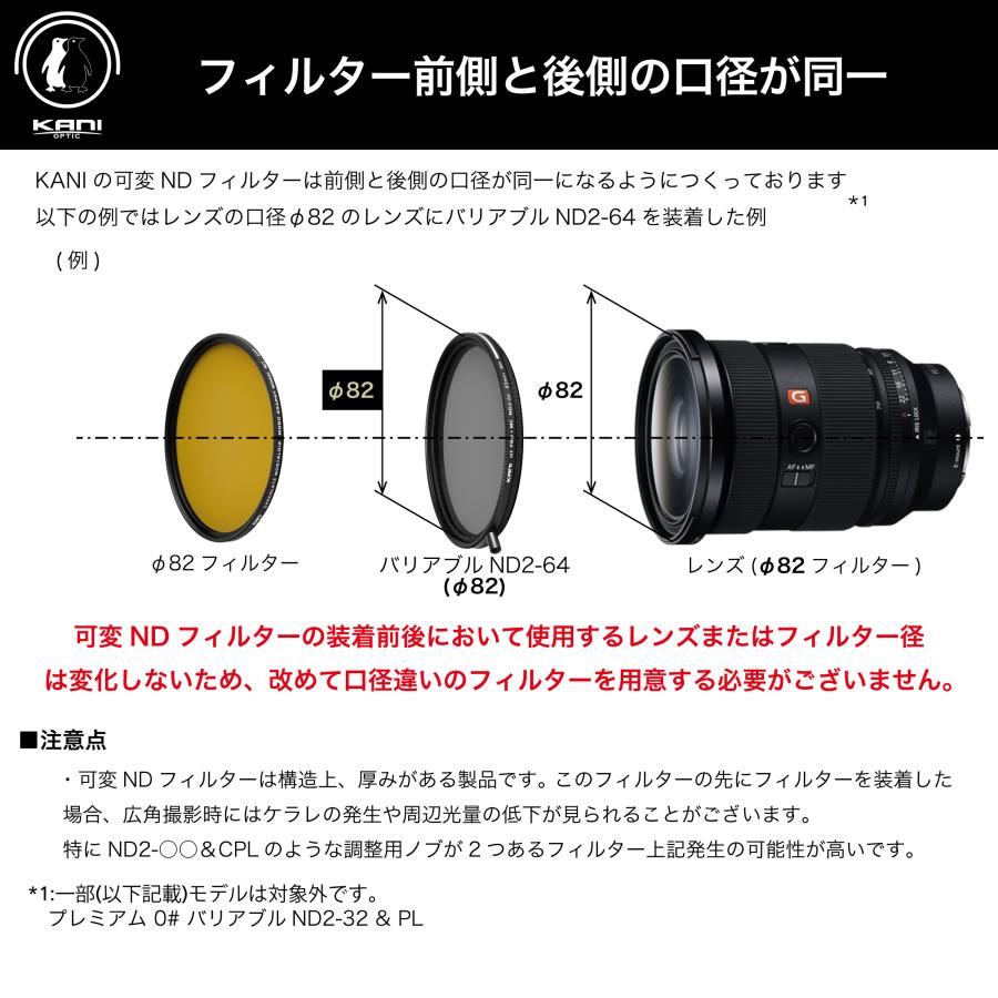 KANI 可変NDフィルター プレミアム 0# バリアブルND4-64 52mm 着脱式