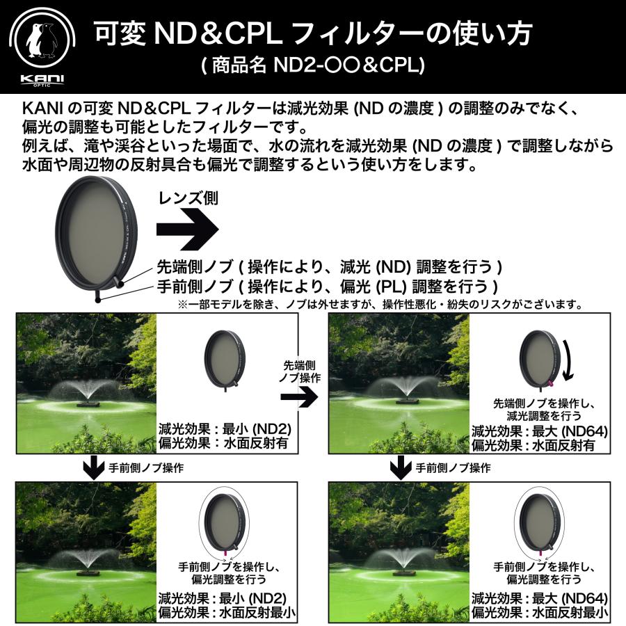 KANI バリアブル ND2-64+CPL 67mm FSAWI Model / 可変NDフィルター +
