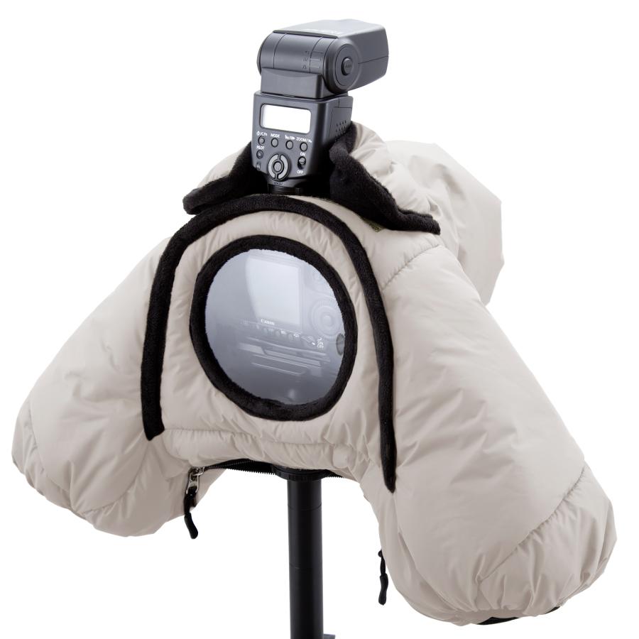 KANI カメラ防寒カバー AC-004L グレー 天然フェザー採用 各社フラッグ