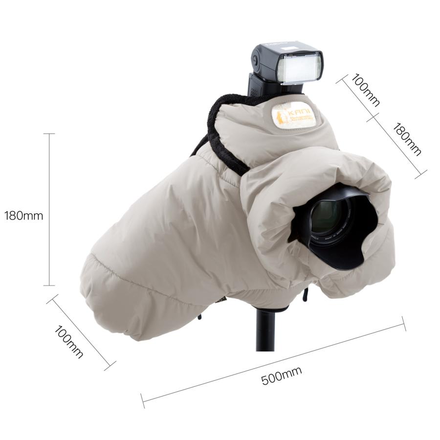KANI カメラ防寒カバー AC-004L グレー 天然フェザー採用 各社フラッグ
