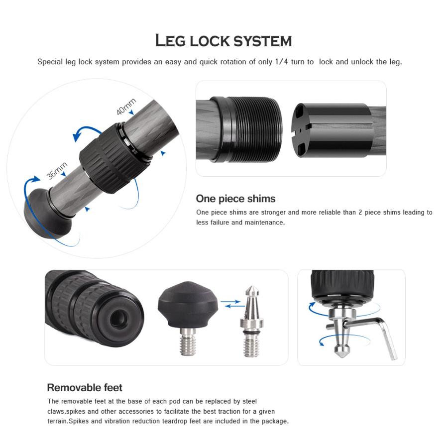 Leofoto (レオフォト) LM-402C 100mmハーフボールに対応したハイエンドローポジション三脚