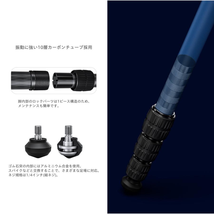 Leofoto ( レオフォト ) LY-224C+LH-25R(BK) カーボン三脚｜locadesign｜08