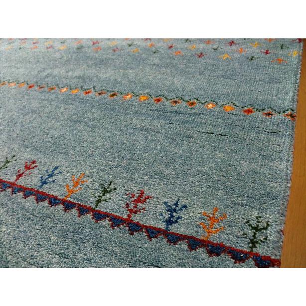 WOOL 100%全厚最大20mm 薄青空色 インド手織りギャッベ 200×250 WOOL 100%全厚最大20mm 薄青空色 インド手織りギャッベ 200×250