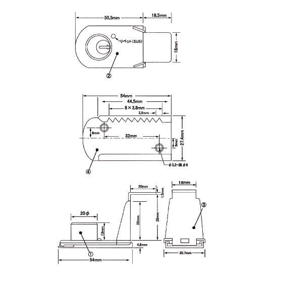 ファスナーロック(仮設ハウス用)（扉厚35MM以内） |  | 02