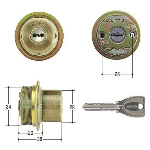 MIWA プッシュプル錠用　PRシリンダー2個同一キー仕様 SA色 | 美和ロック | 01