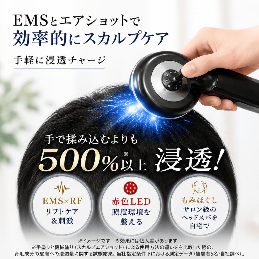 ヘッドスパEMS 電気ブラシ 頭皮ケア デバイス LED光＆EMS微振動搭載