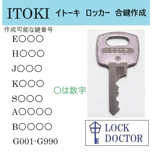 ITOKI(イトーキ)ロッカー 合鍵 スペアキー 鍵番号打刻 E印 H印 J印 K印