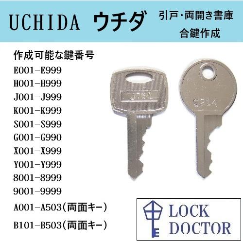 UCHIDA(ウチダ,内田洋行)書庫 合鍵 鍵番号打刻 スペアキー E印 H印 J印