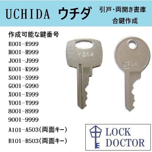 UCHIDA(ウチダ,内田洋行)書庫 合鍵 鍵番号打刻 スペアキー E印 H印 J印