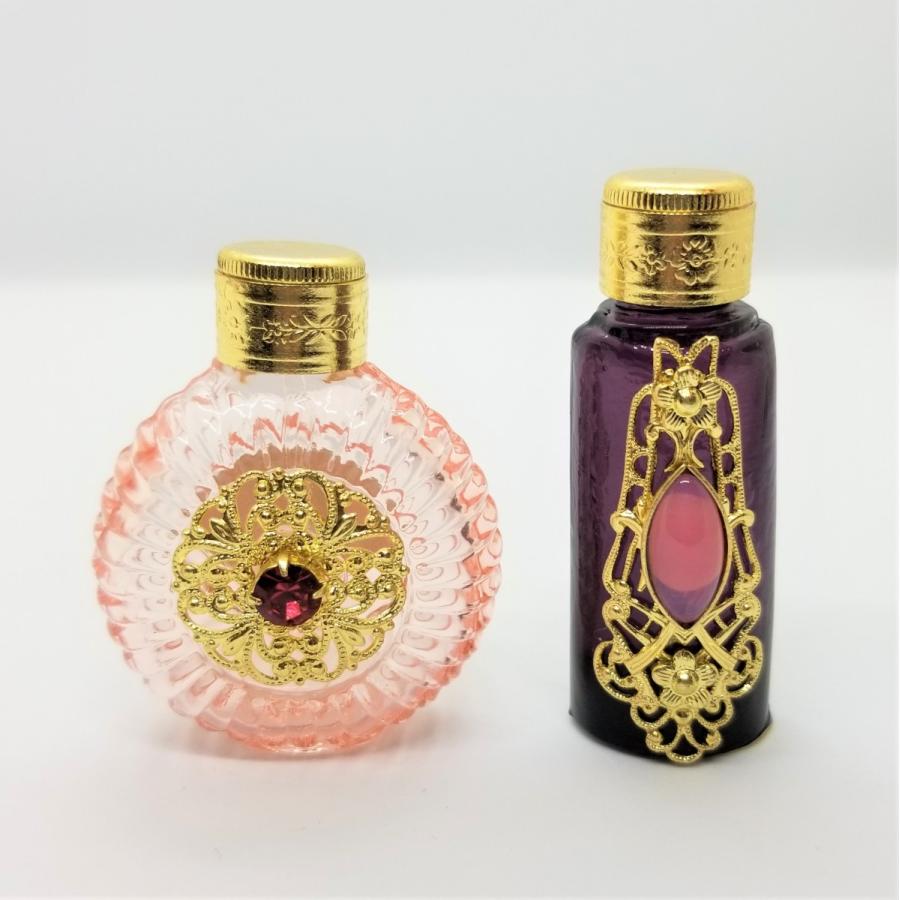【ボヘミア香水瓶】2個セット　ピンク＆パープル｜lockheart