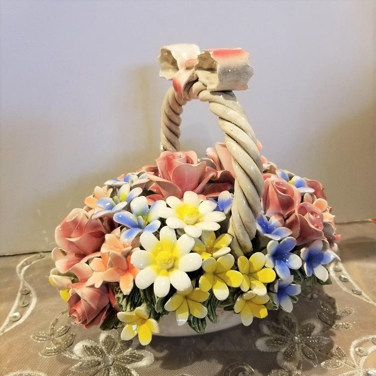 イタリア製陶花 フラワーバスケット : ロックハート城ショップ イタリア製陶花 フラワーバスケット : ロックハート城ショップ