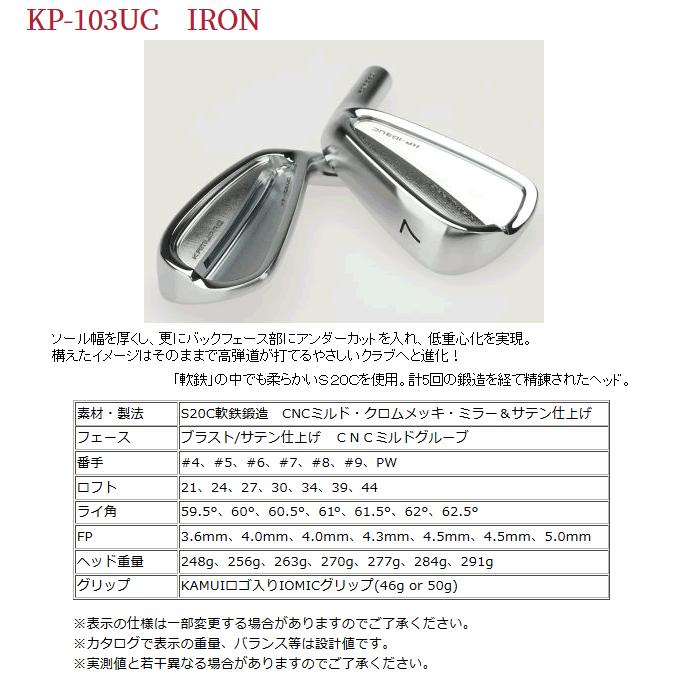 カムイ KP-103UC アイアン 6個(5番〜PW)セット ヘッド(価格88000 カムイ KP-103UC アイアン 6個(5番〜PW)セット ヘッド(価格88000
