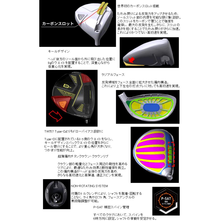 ホンマ　TW757　タイプD　プラス　ドライバー　VIZARD　PT　6/5/4カーボンシャフト　ハドラスコーティング｜lockon｜03